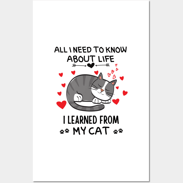 All I Need To Know About Life I Learned From My Cat Wall Art by Prossori